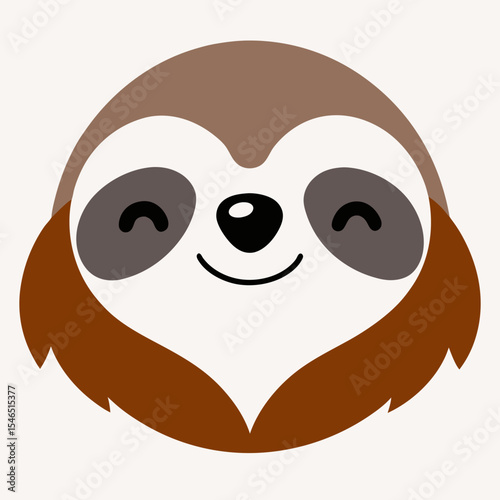 Adorable cartoon sloth face illustration
