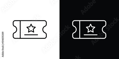 Movie ticket icon in black. flat graphic vector icon
