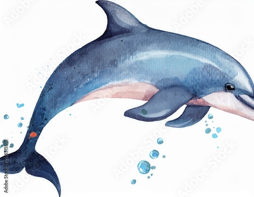 watercolor dolphin illustration underwater ocean animal art isolated on white background