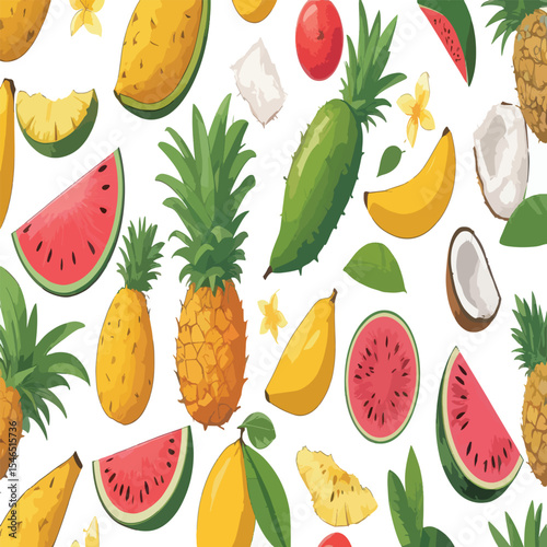 Seamless Tropical Fruits Pattern