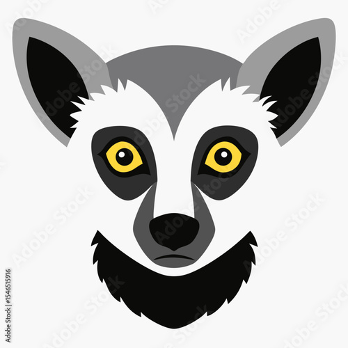 Ring tailed lemur face illustration vector graphic