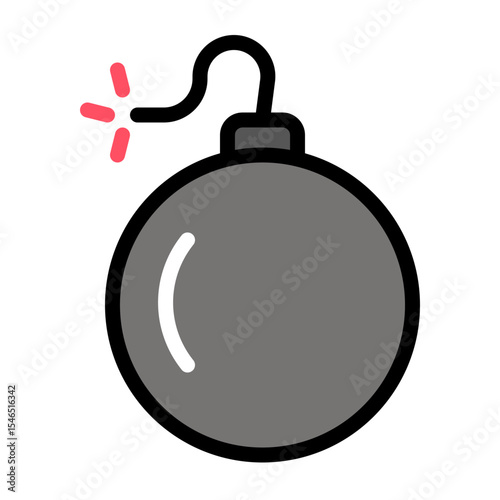 bomb with burning fuse cartoon illustration. Bomb vector illustration.