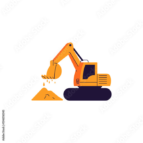 excavator on a white background