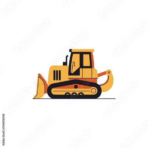 yellow bulldozer isolated on white