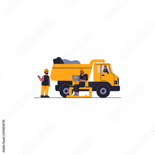 yellow truck isolated on white
