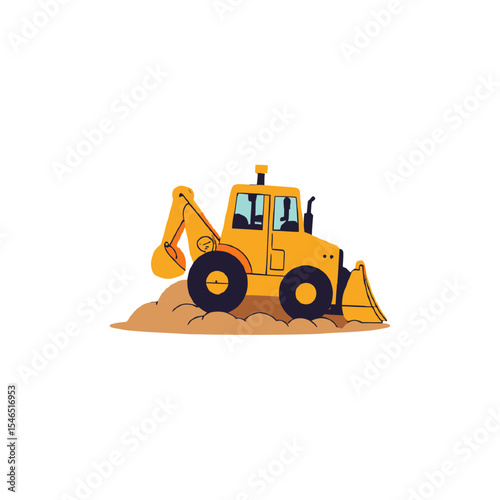 yellow bulldozer isolated on white
