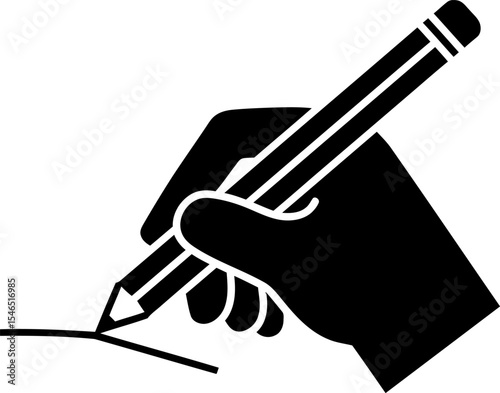 Hand Writing Pencil Icon: Education, Creation & Authorship

