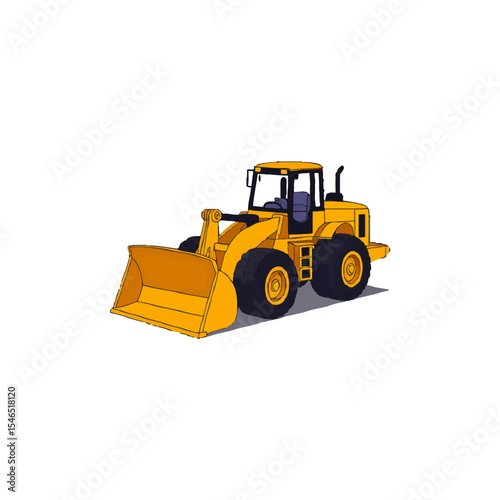 yellow bulldozer isolated on white