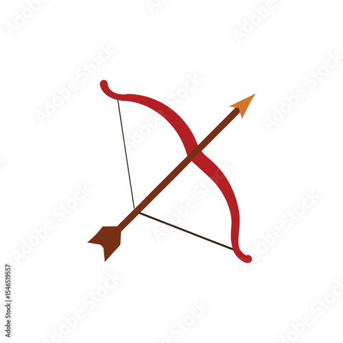 wooden bow and arrow vector art illustration