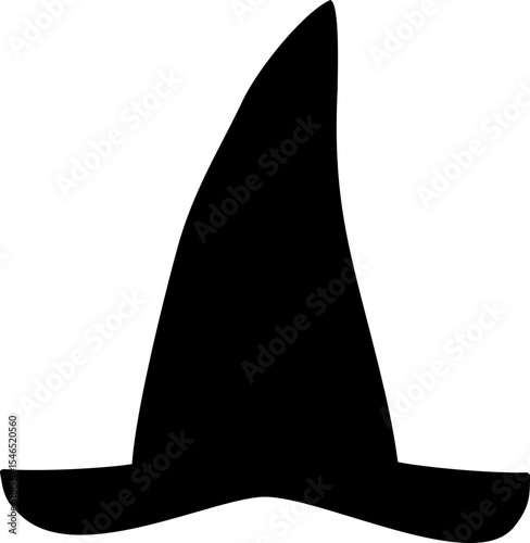 Simple shape black witch hat silhouette.
Halloween witch hat design isolated. 
Transparent background, SVG file.