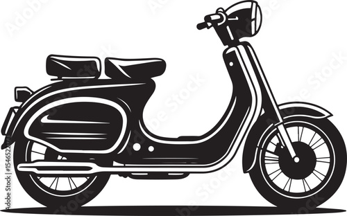 Vintage scooter silhouette side view illustration
