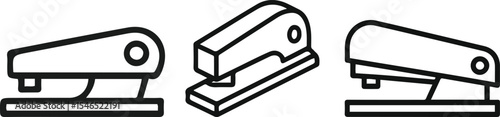 Stapler and Office Stationery Line Icons vector illustration.