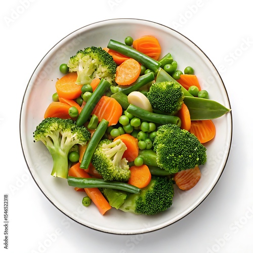 Healthy mixed vegetables in a bowl broccoli carrots peas and green beans