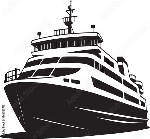 Ferry boat silhouette vector illustration