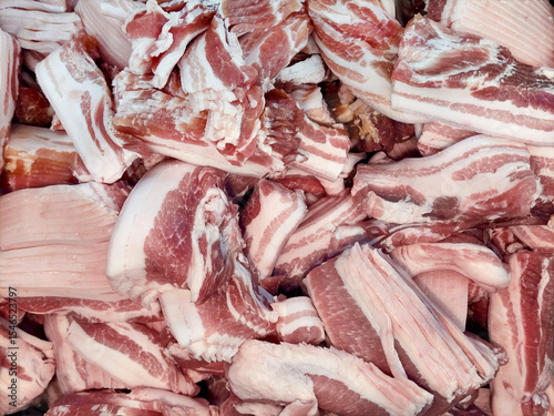 Fresh raw pork slices