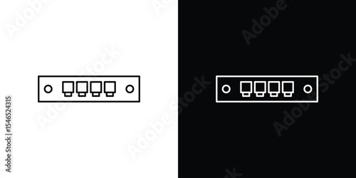 Network switch icon in black. flat graphic vector icon