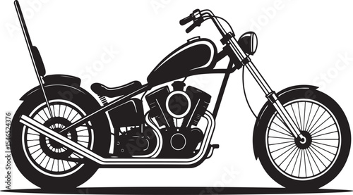 Classic chopper motorcycle silhouette illustration