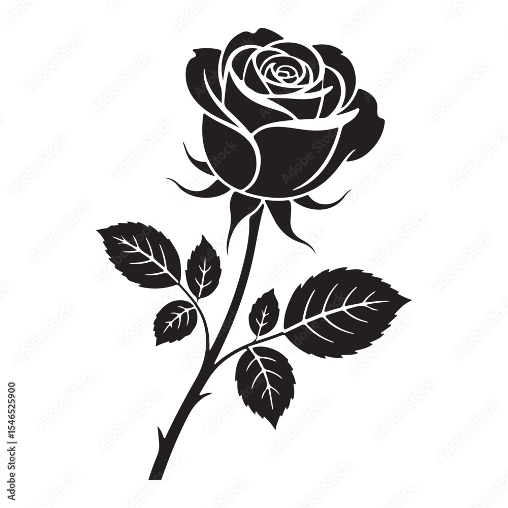 Obraz premium Black and white rose design stylish monochrome flower art