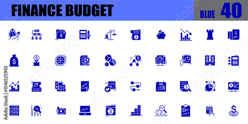 Finance budget blue icons. financial goal and profit icons.