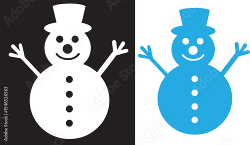 winter snowman silhouette, snowman vector, snowman icon, Christmas icon logo vector illustration on white background
