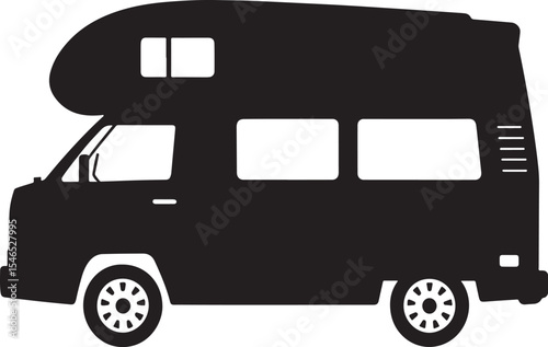 Camper van silhouette side view illustration