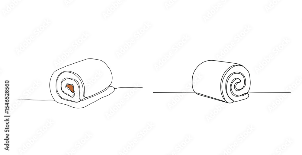 Obraz premium Set of bakery products and ingredients in outline style design 