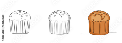 Set of Panettone illustrations, sweet bread drawing styles for bakery products  