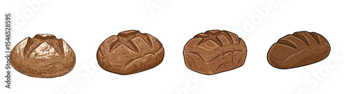Set of rye flatbreads displayed for bakery product packaging design  