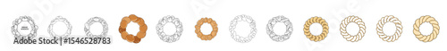 Set of images Wreath of bread and dough in various colors for packaging design  