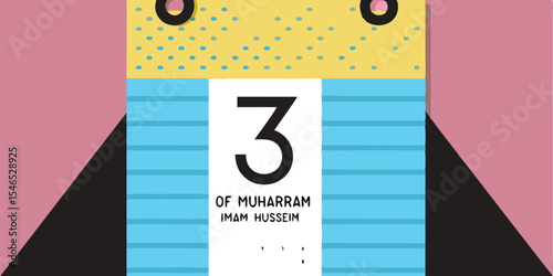 Calendar Design 3rd of Muharram, Islamic New Year, Minimalist Style, Vector Illustration, EPS 11 Compatible