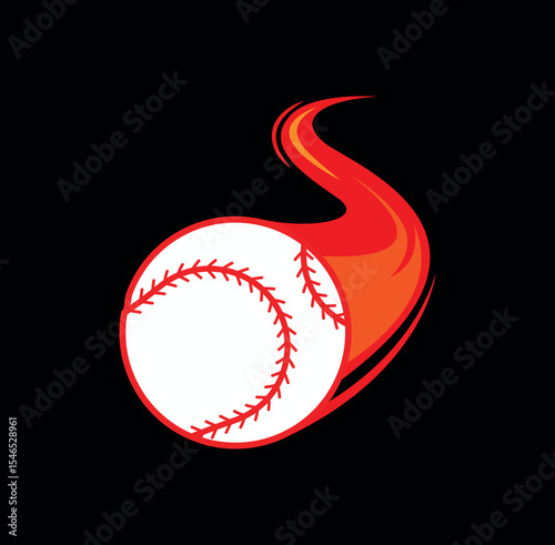 Baseball with Flame Effect Logo Design