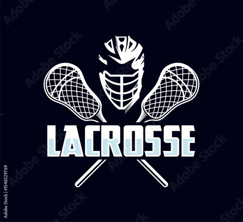 Lacrosse Player with Helmet and Sticks Logo Design