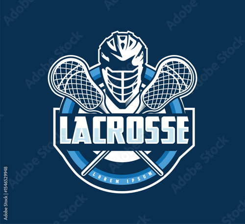 Lacrosse Player with Helmet and Crossed Sticks Logo Design