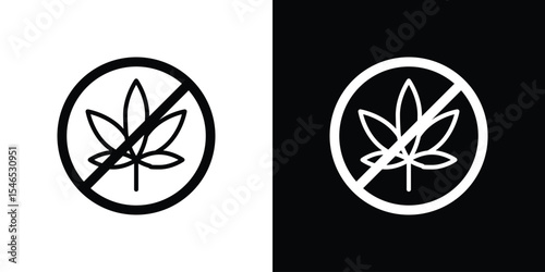 No Marijuana signs in black. flat graphic vector icon