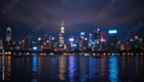 Rainy Night Cityscape with Blurred Lights and Water Droplets on Glass, 32k Resolution