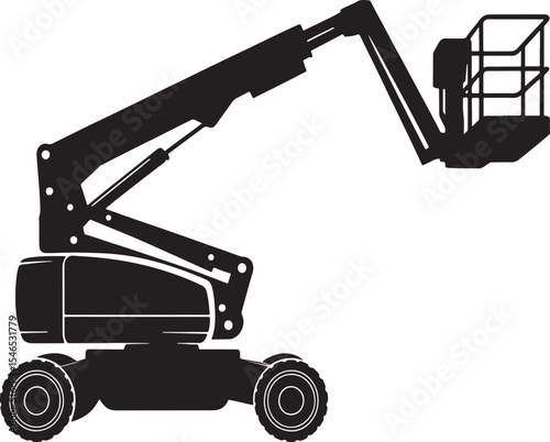 Articulated boom lift silhouette illustration