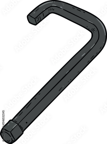 Black metal hex key wrench tool for tightening and loosening bolts and screws