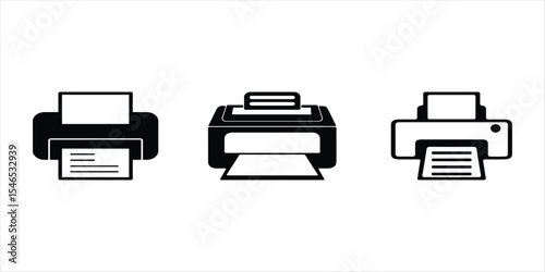 printer vector icon set hand drawn illustration on white background. printer silhouette vector icon set.