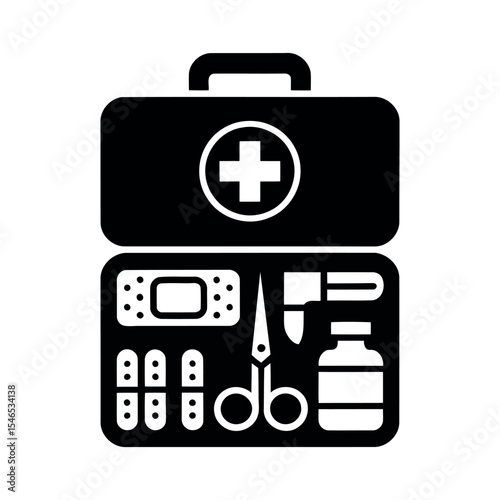 First aid kit icon with medical supplies