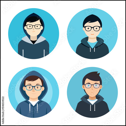 Software engineer avatar vector icon set