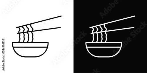 Noodles icon in black. flat graphic vector icon