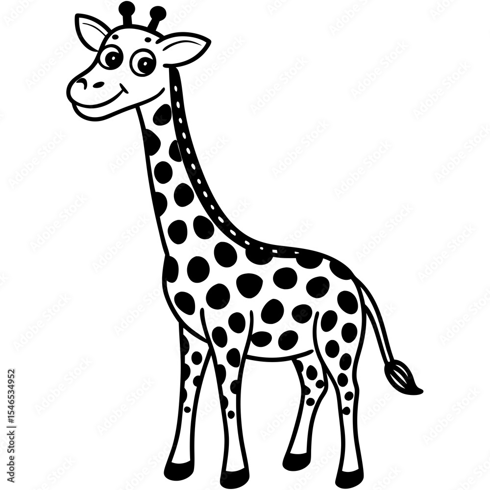Obraz premium Cartoon giraffe with spots isolated on white background