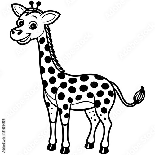 Cartoon giraffe with spots isolated on white background