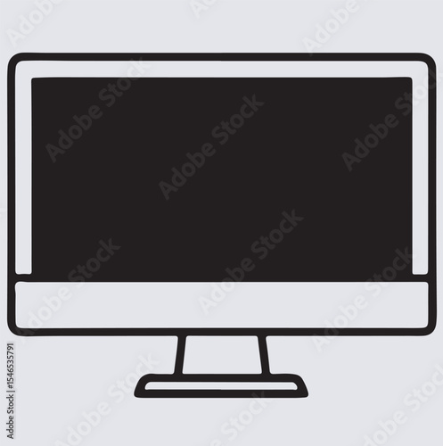 led tv silhouette vector art illustration, computer monitor with blank screen vector, smart tv vector