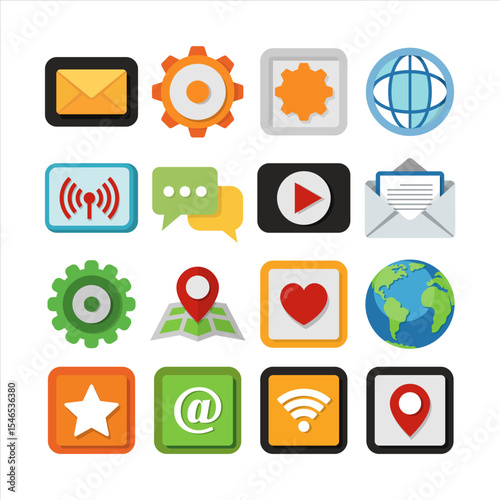 Flat Design Icon Pack for Communication and Web Apps