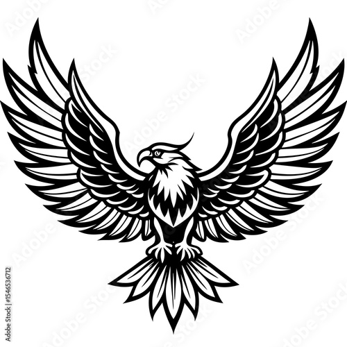 Eagle with spread wings isolated on white background