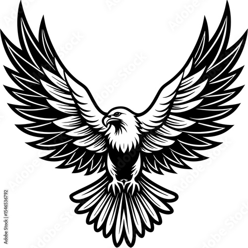 Eagle with outstretched wings isolated on white background