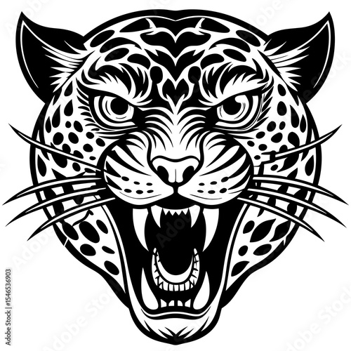 Jaguar head roaring aggressively isolated on white background vector image