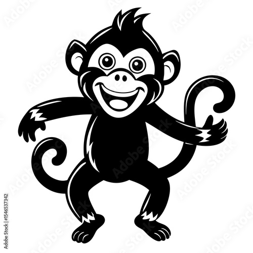 Cartoon monkey smiling isolated on white background