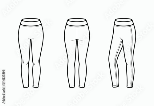 Women s leggings technical fashion flat sketches